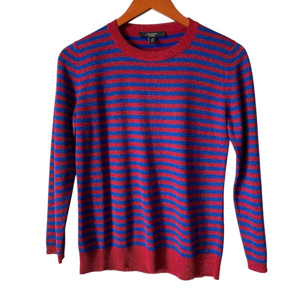 Weekend Max Mara Striped Shimmer Crewneck Sweater Small/Medium Lightweight - Picture 4 of 16